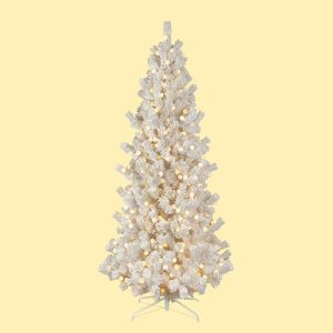9' Prelit Flocked and Glittered Christmas Tree