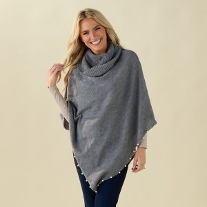 Pearl Trim Sweater Poncho