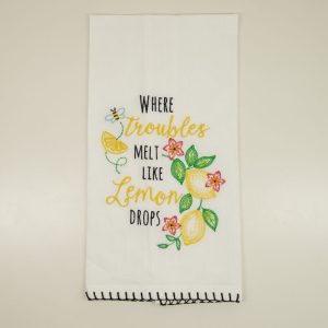 Lemon Drops Embroidered Flour Sack Towel