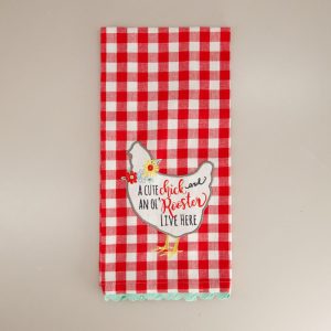 Old Rooster Embroidered Tea Towel