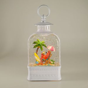 Flamingo Lantern Glitter Globe