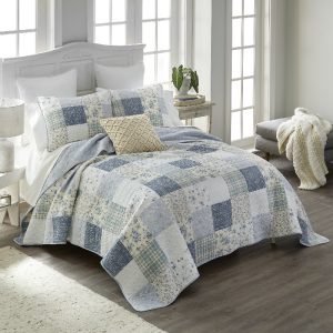 Donna Sharp Blue Pastures 3 Piece Cotton Queen Quilt Set
